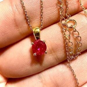 Ruby Necklace 5mm CZ • Gold Plated 925 Sterling Silver • July Birthstone Jewelry